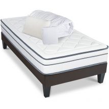 BELLECOUR LITERIE Pack Prêt à dormir BARTOLDI 90x190 cm Matelas Ressorts ensachés + Sommier + Accessoires