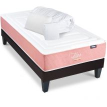Bellecour - literie Pack Prêt à dormir lilas 90x200 cm Matelas Mémoire de forme + Sommier + Accessoires