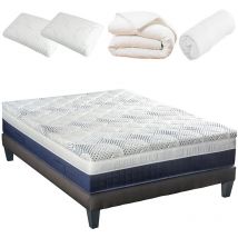 Bellecour - literie Pack Prêt à dormir castellane 140x200 cm Matelas Mémoire de forme + Sommier + Accessoires
