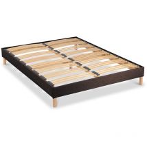 Bellecour - literie Sommier à lattes en bois kit color 140x190 cm Coloris Marron Livré en kit