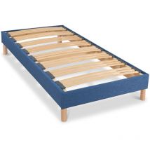Bellecour - literie Sommier à lattes en bois kit color 90x200 cm Coloris Bleu marine Livré en kit