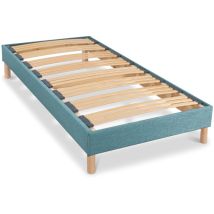 Bellecour - literie Sommier à lattes en bois kit color 90x190 cm Coloris Vert d'eau Livré en kit