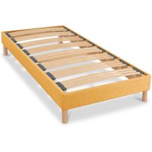 Bellecour - literie Sommier à lattes en bois kit color 90x190 cm Coloris Jaune Livré en kit