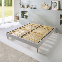 Bellecour - literie Sommier à lattes en bois capitole 160x200 cm Coloris Gris clair Livré en kit