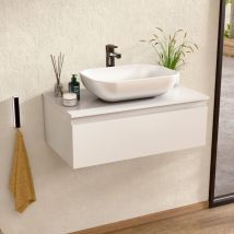 Bellobath – Hängender Badezimmerschrank Mit Keramikwaschbecken, Badezimmerschrank Mit 1 Schublade, 80 X 27 X 46 Cm, Weißer Schrank