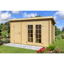 Gartenpro - Belmont 1-Log Cabin, Wooden Garden Room, Timber Summerhouse, Home Office - L420 x W288.8 x H222.3 cm