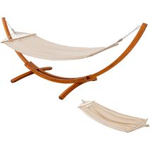 Hamac Sur Pied, 2 Hamacs Inclus, Supporte 200 Kg, Support En Bois 320×120×120 Cm - Belonid