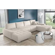 Tendencio - beluti - Canapé d'angle panoramique en u Convertible. Tissu Design. Lit + Coffre de Rangement (Beige)