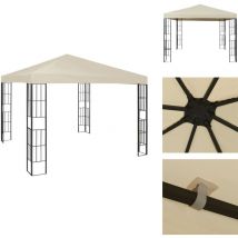 Belvédère 3x3 m Crème - Tonnelle - Abri Solaire - Parasol - Terrasse - Jardin
