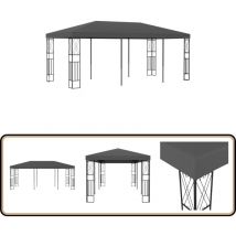 Belvédère 3x6 m Anthracite Tissu - Tonnelle - Abri Solaire - Gazebo - Parasol - Structure Extérieure