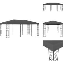 Belvédère 3x6 m Anthracite Tissu - Tonnelle - Abri Solaire - Gazebo - Parasol - Structure Extérieure