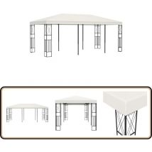 Belvédère 3x6 m Crème Tissu - Tonnelle - Gazebo - Abri Solaire - Parasol - Terrasse
