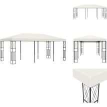 Belvédère 3x6 m Crème Tissu - Tonnelle - Gazebo - Abri Solaire - Parasol - Terrasse