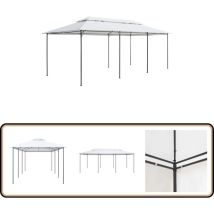 Belvédère 600x298x270 cm Blanc 180 g/m² - Tente De Réception - Gazebo - Auvent - Parasol - Structure Extérieure
