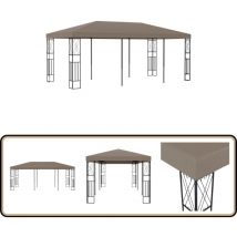 Belvédère 6x3 m Taupe Tissu - Tonnelle Extérieure - Abri Solaire - Parasol - Gazebo - Tente De Jardin