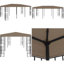 Belvédère 6x3 m Taupe - Tonnelle - Abri Solaire - Gazebo - Parasol - Terrasse Couverte - Home & Living