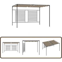 Belvédère avec auvent rétractable 3x4x2,3 m Taupe 180 g/m² - Abri Extérieur - Gazebo - Parasol - Tente De Jardin - Structure Extérieure