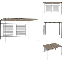 Belvédère avec auvent rétractable 3x4x2,3 m Taupe 180 g/m² - Abri Extérieur - Gazebo - Parasol - Tente De Jardin - Structure Extérieure