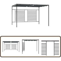 Belvédère avec auvent rétractable 4x3x2,3 m Anthracite 180 g/m² - Abri Extérieur - Gazebo - Parasol - Tente De Jardin - Structure Extérieure