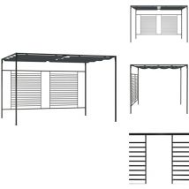Belvédère avec auvent rétractable 4x3x2,3 m Anthracite 180 g/m² - Abri Extérieur - Gazebo - Parasol - Tente De Jardin - Structure Extérieure