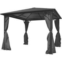 Belvédère avec rideau Anthracite Aluminium 300 x 300 cm