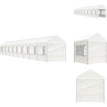 Belvédère avec toit blanc 20,07x2,28x2,69 m polyéthylène - Abris Extérieurs - Gazebo - Tente Événement - Parasol - Auvent