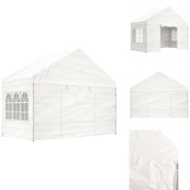 Belvédère avec toit blanc 4,08x2,23x3,22 m polyéthylène - Abris Extérieurs - Gazebo - Parasol - Auvent - Tente Événement