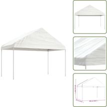 Belvédère avec toit blanc 4,08x2,23x3,22 m polyéthylène - Abris Extérieurs - Gazebo - Parasol - Auvent - Tente Extérieure
