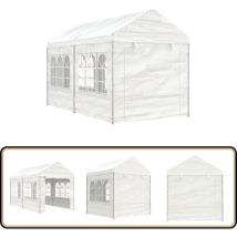 Belvédère avec toit blanc 4,46x2,28x2,69 m polyéthylène - Abris Extérieurs - Gazebo - Parasol - Auvent - Tente Événement