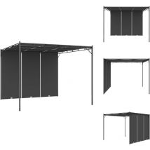 Belvédère de jardin avec rideau latéral 3x3x2,25 m Anthracite - Abris De Jardin - Auvent De Jardin - Gazebo - Parasol - Abri Solaire