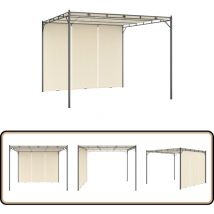 Belvédère de jardin avec rideau latéral 3x3x2,25 m Crème - Abris De Jardin - Auvent De Jardin - Gazebo - Parasol - Abri Solaire