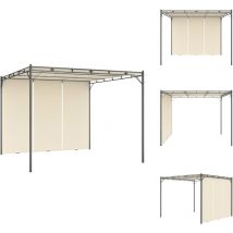 Belvédère de jardin avec rideau latéral 3x3x2,25 m Crème - Abris De Jardin - Auvent De Jardin - Gazebo - Parasol - Abri Solaire