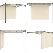 Belvédère de jardin avec rideau latéral 3x3x2,25 m Crème - Abris De Jardin - Auvent De Jardin - Gazebo - Parasol - Abri Solaire - Home & Living