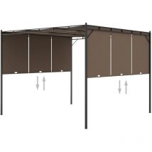 Belvédère de jardin avec rideau latéral 3x3x2,25 m Taupe