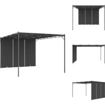 Belvédère de jardin avec rideau latéral 4x3x2,25 m Anthracite - Abris De Jardin - Auvent De Jardin - Parasol De Jardin - Tente De Jardin - Structure