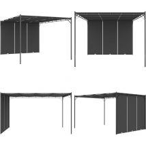 Belvédère de jardin avec rideau latéral 4x3x2,25 m Anthracite - Abris De Jardin - Auvent De Jardin - Parasol De Jardin - Tente De Jardin - Structure