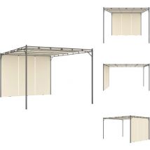 Belvédère de jardin avec rideau latéral 4x3x2,25 m Crème - Abris De Jardin - Auvent De Jardin - Parasol De Jardin - Tente De Jardin - Gazebo