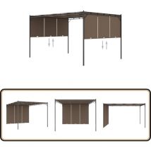 Belvédère de jardin avec rideau latéral 4x3x2,25 m Taupe - Abris De Jardin - Auvent De Jardin - Parasol De Jardin - Tente De Jardin - Abri Solaire