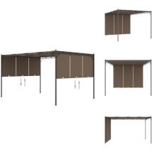 Belvédère de jardin avec rideau latéral 4x3x2,25 m Taupe - Abris De Jardin - Auvent De Jardin - Parasol De Jardin - Tente De Jardin - Abri Solaire