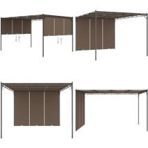 Belvédère de jardin avec rideau latéral 4x3x2,25 m Taupe - Abris De Jardin - Auvent De Jardin - Parasol De Jardin - Tente De Jardin - Abri Solaire