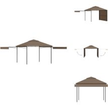 Belvédère et double toits étentus 3x3x2,75 m Taupe 180g/m² - Abri Jardin - Gazebo - Auvent Pliable - Parasol - Terrasse Couverte