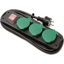 Bematik - Bande de puissance IP44 pour extérieur 3 schuko 16A 250V avec interrupteur et câble de 1,5 m