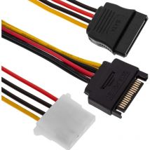 Bematik - Câble d'alimentation sata 15h00 15h00 et molex vers sata 25cm 16:00
