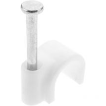 Fermacavo con chiodo per cavo rotondo 7 mm confezione da 15 unità bianco - Bematik