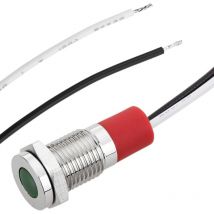 Lampe voyant led 8mm 12VDC à montage sur panneau vert - Bematik