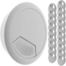 Bematik - Lot de 20 passe-câbles ronds encastrables pour table de couleur grise et diamètre 53 mm