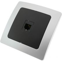 Presa telefonica RJ11 da incasso con salvaparete 80x80mm serie Lille argento e grigio - Bematik
