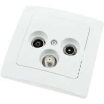 BeMatik - Prise TV/SAT/R encastrable avec plaque de finition 80x80mm série Lille blanc