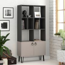Decortie - Bene Modern Bookcase Display Unit - Anthracite Grey / Mocha Grey - Anthracite Grey