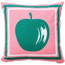 Benetton - Cojín de 40x40 cm fruits be, 100% Algodón rosa con manzana Verde - rosa y verde